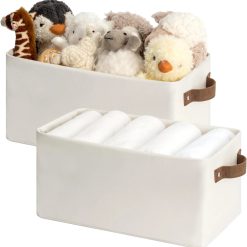 Alternative view of Special StorageWorks Fabric Narrow Storage Bins, Khaki and Beige Stripes, 2-Pack, With Metal Frame, Sturdy Structure