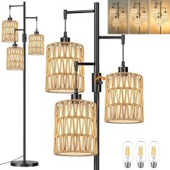 Alternative view of Special ZECOXOL Vintage Floor Lamp for Living Room Bedroom-3 Light Glass Floor Lamp with Three Led Bulb