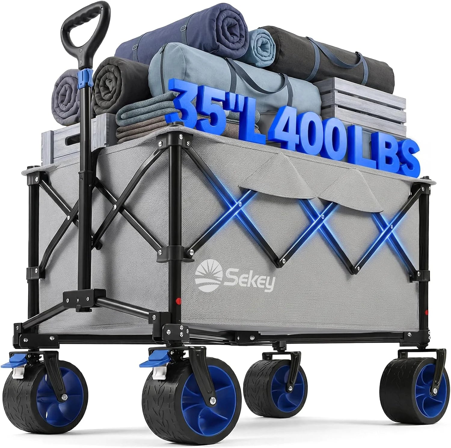 Special 250L Wagons Carts Foldable with Big All-Terrian Beach Wheels, Collapsible Heavy Duty Wagon, Extra Large Folding Wagon - Image 5