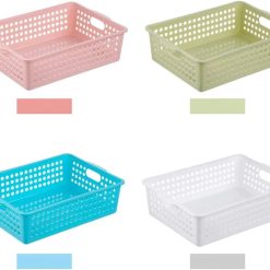 Alternative view of Special Plastic Storage Baskets, Colorful Paper Organizer Baskets Plastic Shelf Bins with Handles, Classroom Office