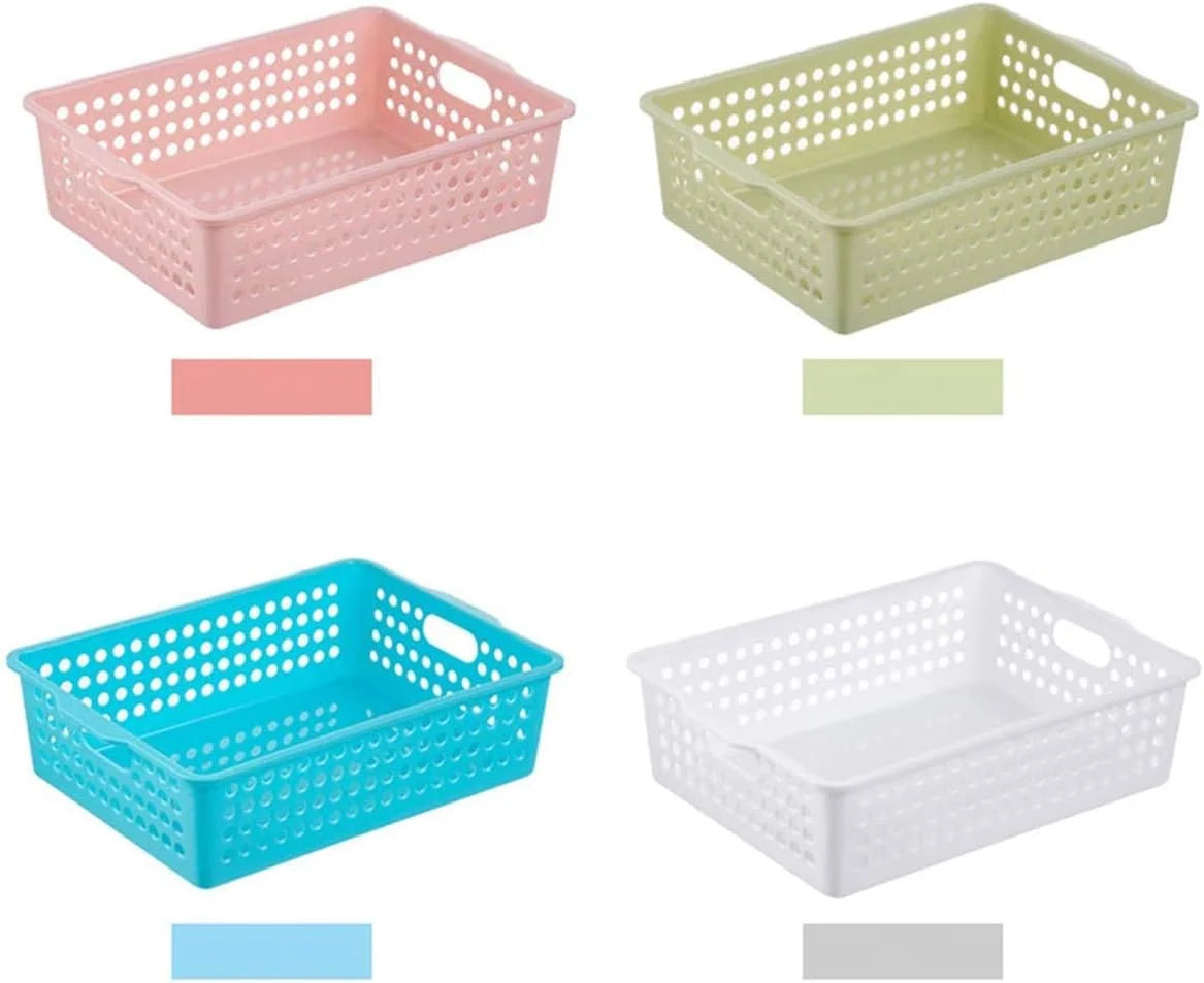 Special Plastic Storage Baskets, Colorful Paper Organizer Baskets Plastic Shelf Bins with Handles, Classroom Office - Image 2