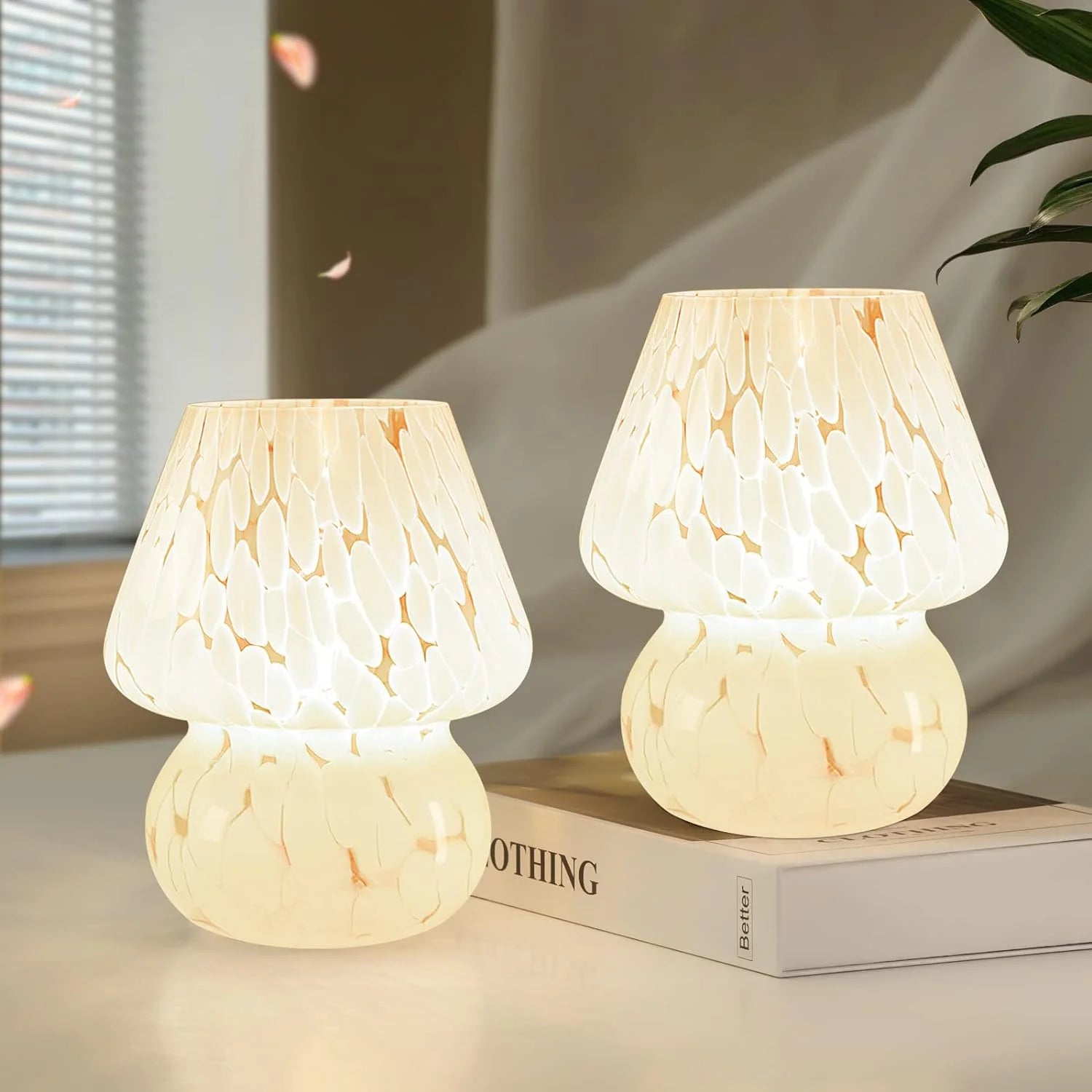 Special ONEWISH Mushroom Lamp Small Vintage Table Lamp for Bedroom Nightstand, Dimmable - Image 5