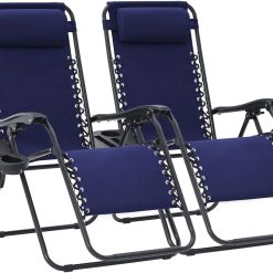 Alternative view of Special JEAREY Zero Gravity Lounge Chairs Set of 2, Adjustable Steel Mesh Recliners with Pillows and Cup Holder Trays for Patio