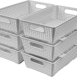 Special Woven Plastic Basket, Storage Bins for Cabinet, Closet, Shelf