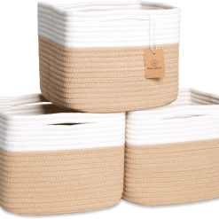 Special NaturalCozy Storage Cubes 9”x9”x7”Cotton Rope Woven Baskets for Organizing 3-Pack, 9 Inch Cube Storage Bin, Small