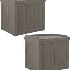 Alternative view of Special Outdoor Storage Box " 22 Gallon Stone Gray Resin Outdoor Deck Box with Seat