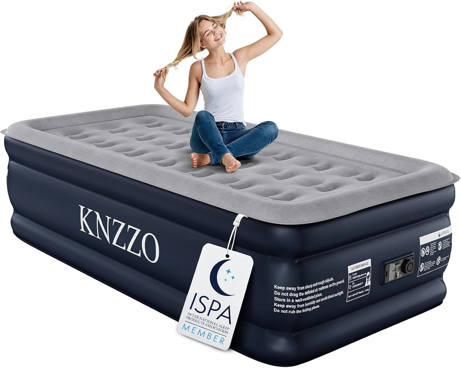 Special Twin Air Mattress with Built-in Pump, 18 Top Inflatable Mattress with Waterproof Flocking Fabric - Image 6