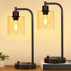 Alternative view of Special Lynnoland Set of 2 Industrial Table Lamps with 2 USB, Dimmable, Bulb Included