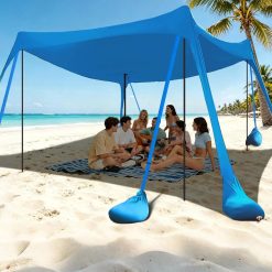 Special Beach Tent Sun Shelter 10x10FT Beach Shade Canopy with 8 Sandbags, UPF 50+ Protection Beach Shade Canopy