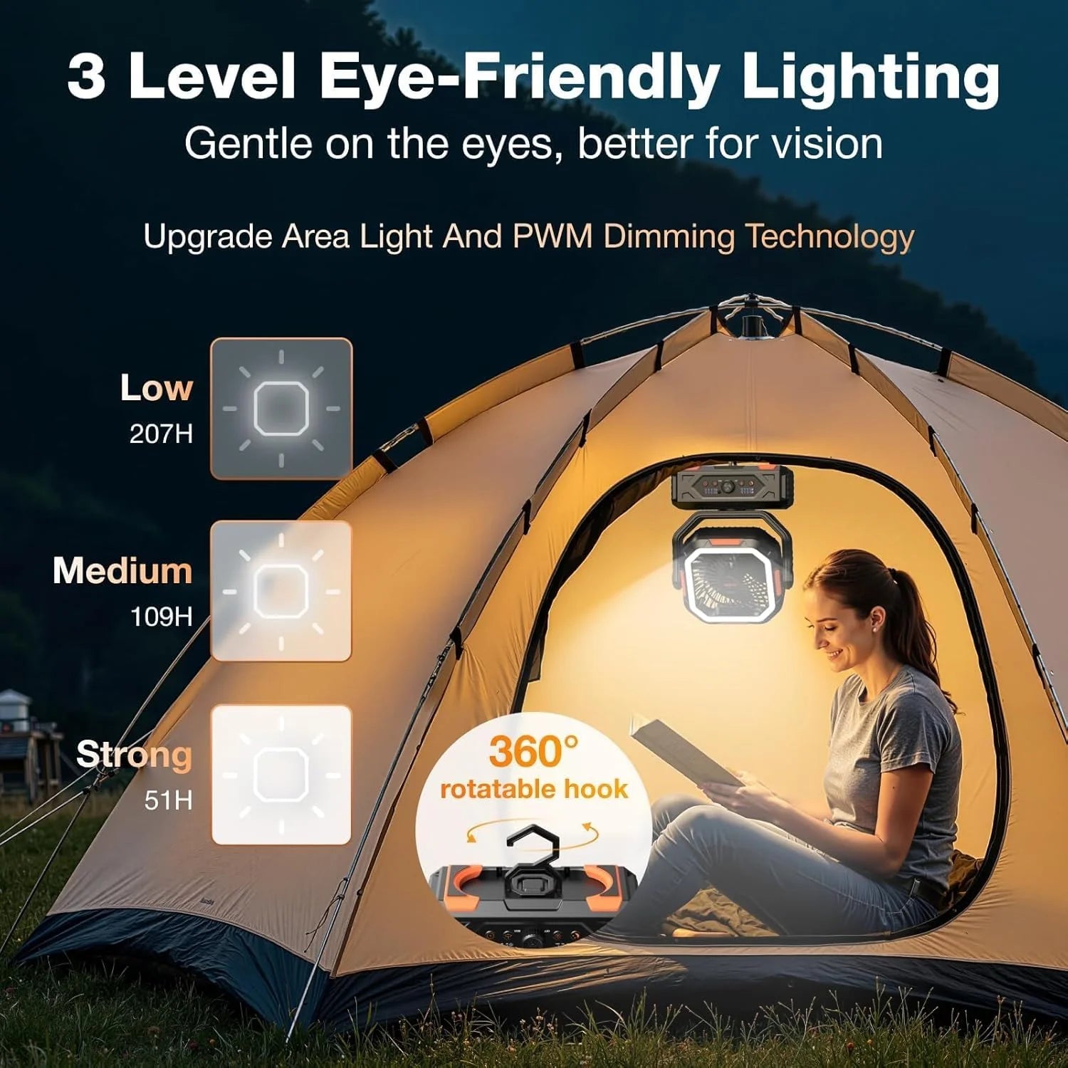 Special OGERY Portable Fan Rechargeable, 30000mAh Camping Fan for Tent, RV & Outdoor with Up to 322H Runtime - Image 9