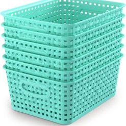 Alternative view of Special Organizer Baskets, Grey 6-Pack Plastic Woven Baskets, 10.1 x 7.55 x 4.1