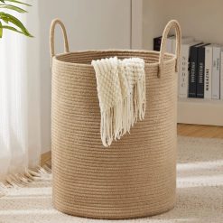 Special YOUDENOVA Jute Rope Laundry Hamper Basket, 58L Blanket Basket for Nursery, Large Woven Laundry Hamper with Sturdy