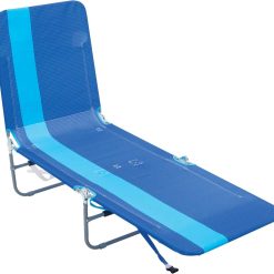 Special Beach Portable Lay Flat Folding Backpack Beach Lounge Chair with Backpack Straps and Storage Pouch, Blue and Red