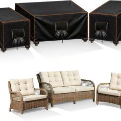 Special SUNICO Patio Furniture Covers Sets 3 PCS Waterproof Outdoor,X-Large,Black