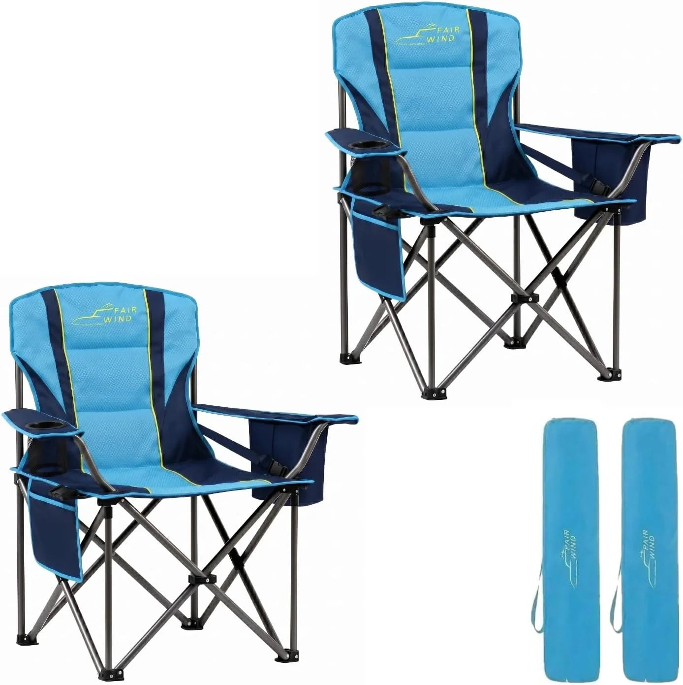 Special FAIR WIND 2 Pack Fully Padded Oversized Camping Chair Heavy Duty Lawn Chair Set with Adjustable Lumbar Support - Image 6