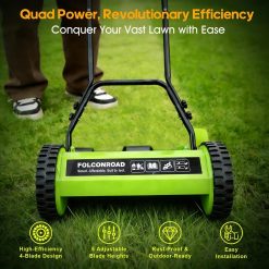 Alternative view of Special 14-Inch 4-Blade Push Reel Lawn Mower, Manual Reel Push Mower, Walk-Behind Lawn Mowers, 5-Position Cutting – For Lawn Care
