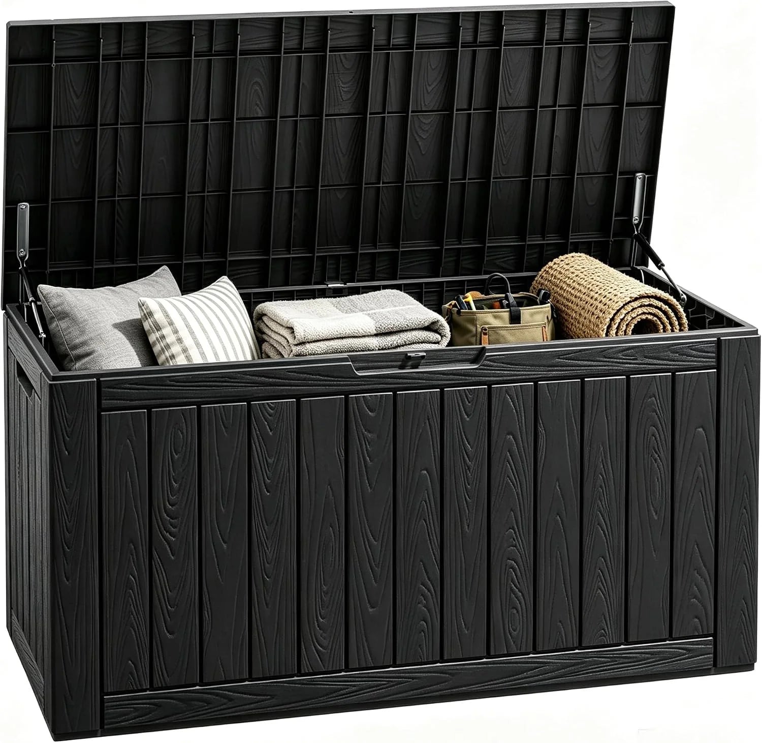 Special Fancyango 50 Gallon Waterproof Deck Box, Resin Outdoor Storage Box, Black - Image 3