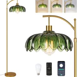 Alternative view of Special Floor Lamp for Living Room Rattan Boho Floor Lamp with Remote Control, Dimmable, 3-Color Temperature