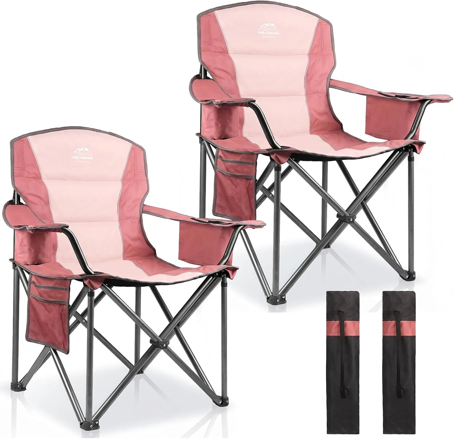 Special 2 Pack Padded Oversized Camping Chairs for Adults, Heavy Duty Support 400 Lbs, Folding Portable Lawn Chair - Image 9
