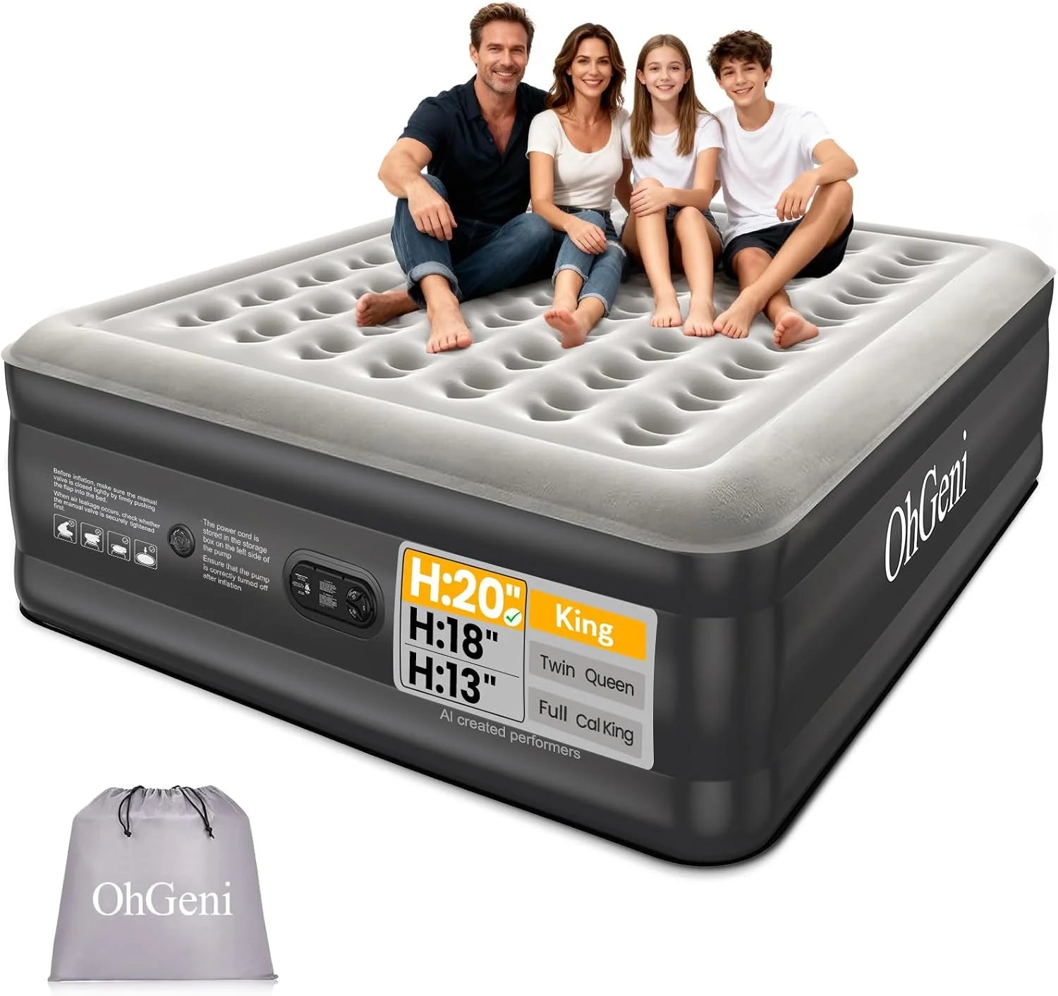 Special Air Mattress Queen with Built in Pump, 18 Raised Inflatable Blow Up Mattress, Upgraded Surface Portable Bed - Image 3
