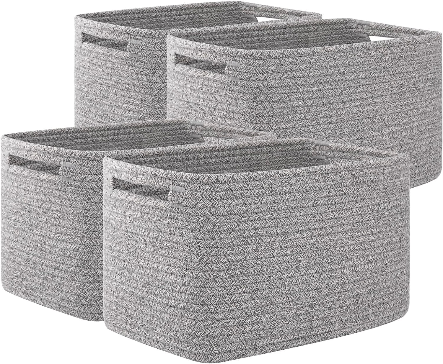 Special 4 Pack Storage Baskets for Organizing, Cube Storage Bins for Shelves, Rectangle Storage Baskets With Handles - Image 9
