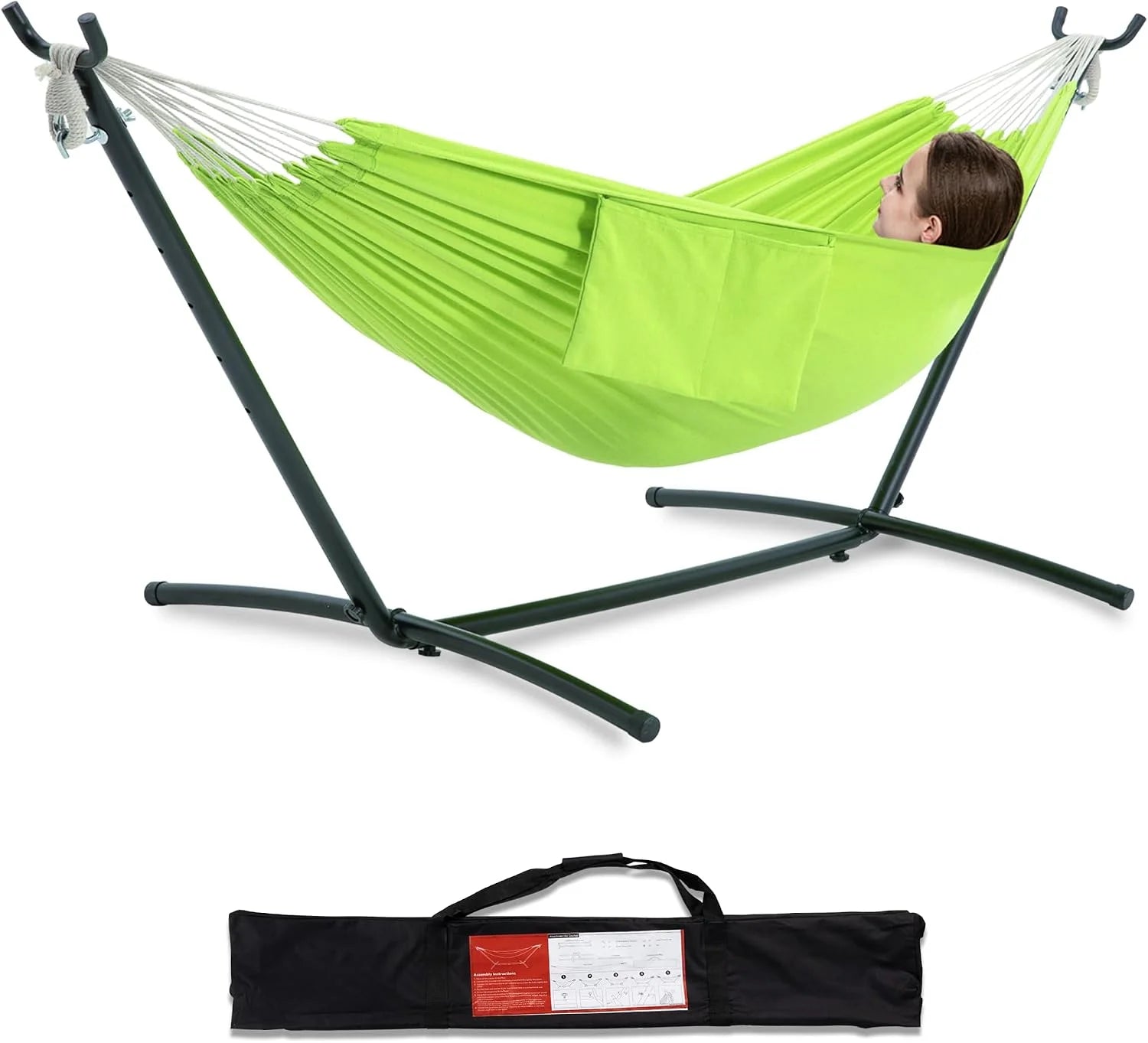 Special Double Hammock with Stand for Outside, Heavy-Duty, Portable (Coffee) - Image 4