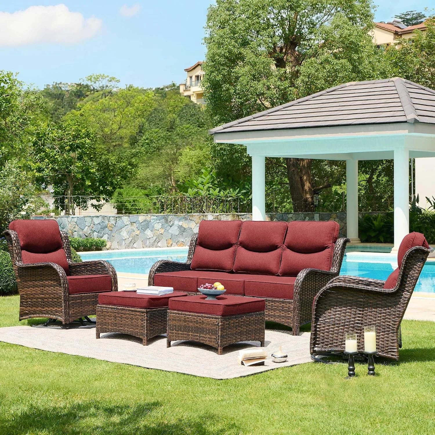 Special Luxury High Back Patio Furniture Set with 6-Inch Thick Cushion - Image 2