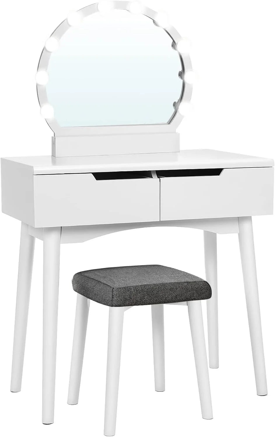 Special VASAGLE KAILYN Collection, Vanity Desk with Mirror and 9 LED Bulbs, Dressing Table with 9 Drawers - Image 7