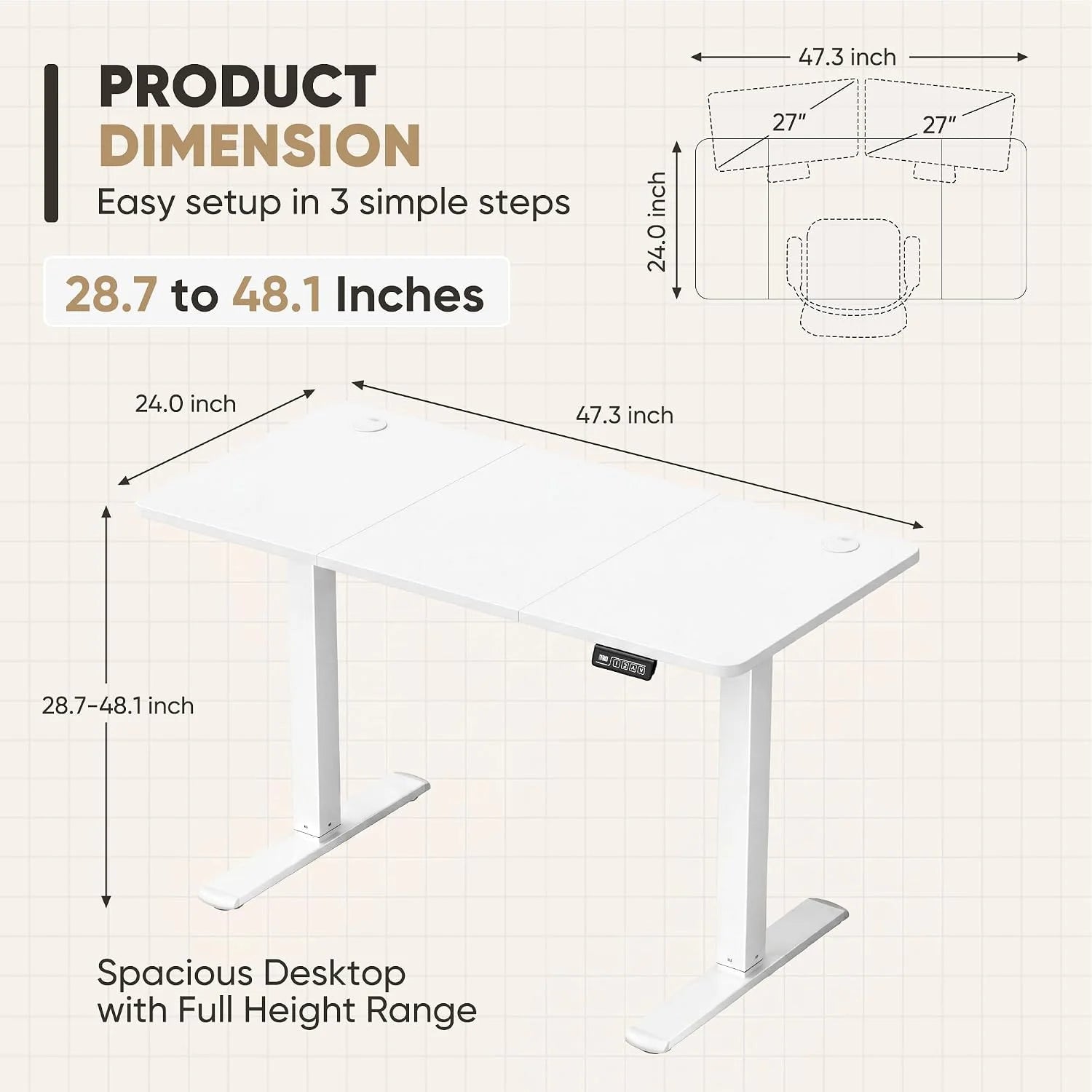 Special 55 x 24 Inches Electric Height Adjustable Standing Desk Large Sit Stand Up Desk Home Office Computer Desk Memory - Image 45