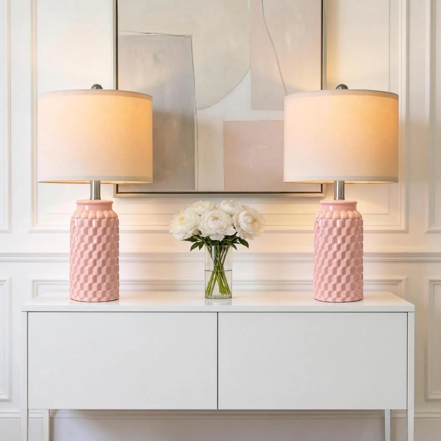 Special Vortether 20.5 Small Bedside Lamps Set of 2 with 5FT Cord, Green Ceramic Modern Farmhouse Table Lamps for Nightstand - Image 7