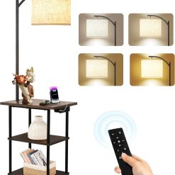 Alternative view of Special PESRAE Floor Lamp with Table, 3-Color Temperature, 9W LED, Modern Shelves Side Table for Bedroom