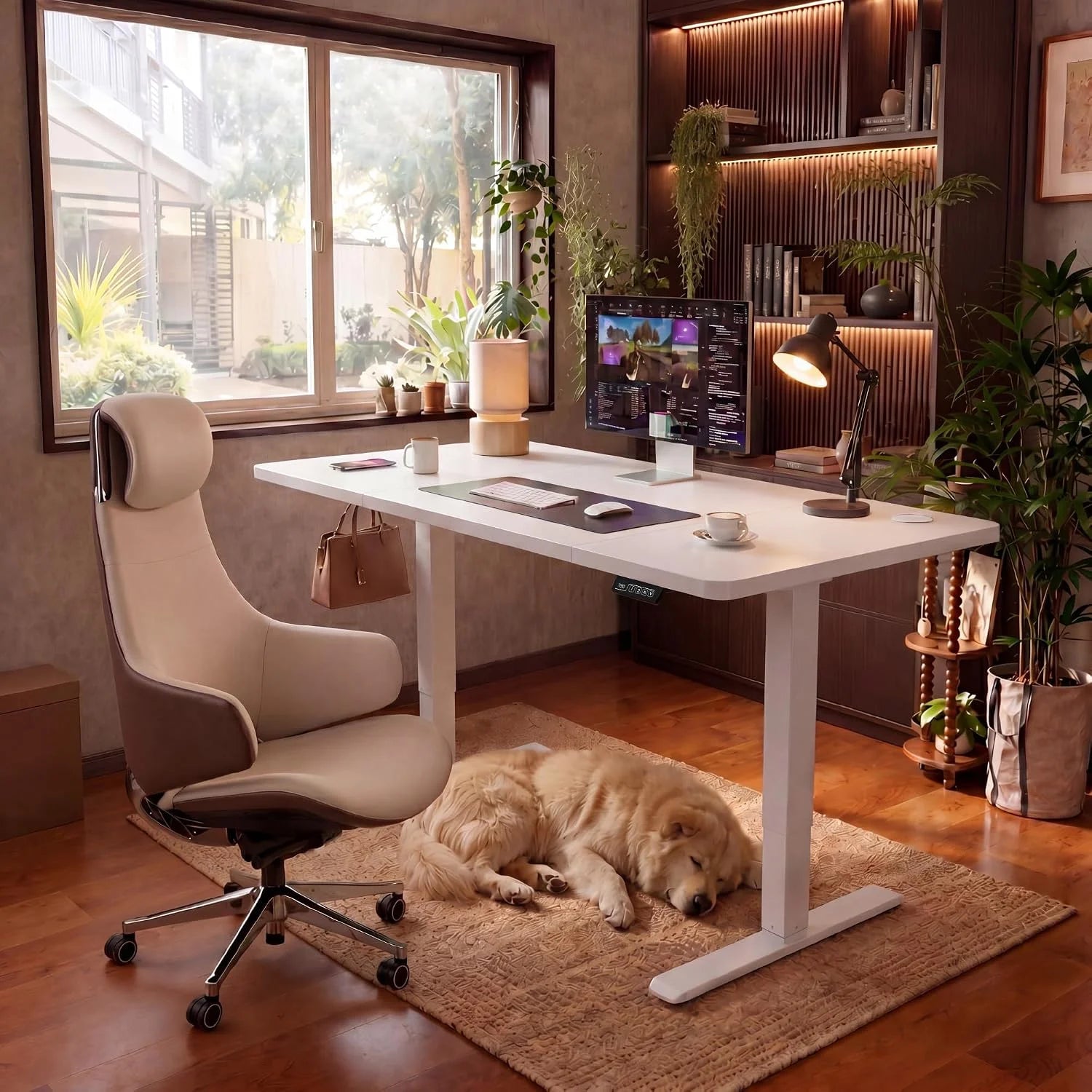 Special 55 x 24 Inches Electric Height Adjustable Standing Desk Large Sit Stand Up Desk Home Office Computer Desk Memory - Image 44
