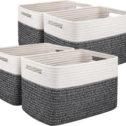 Alternative view of Special 4 Pack Storage Basket, 13x9x7.8 Cotton Rope Baskets for Shelves, Closet Organizer for Bedroom & Living Room, Soft