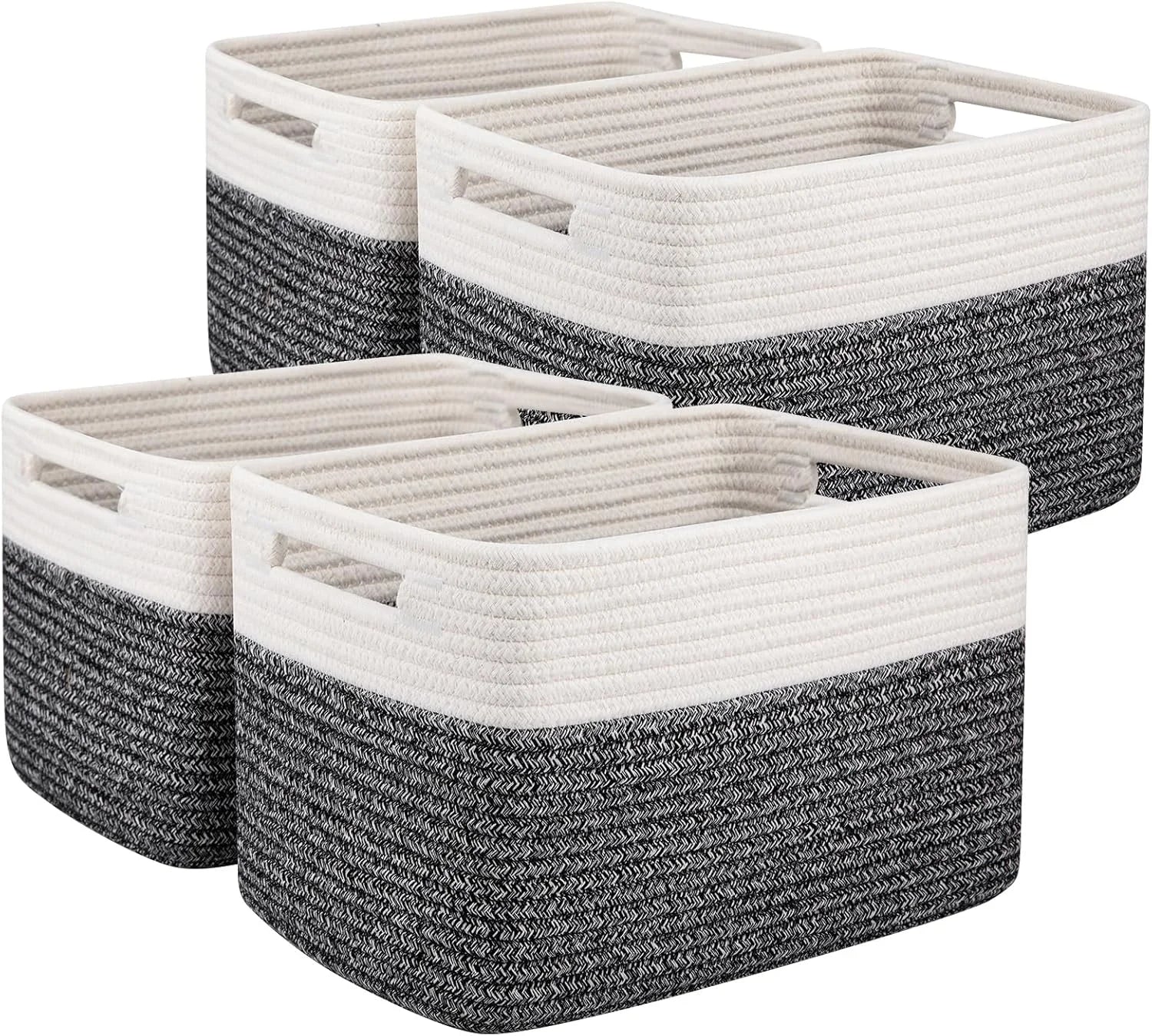 Special 4 Pack Storage Basket, 13x9x7.8 Cotton Rope Baskets for Shelves, Closet Organizer for Bedroom & Living Room, Soft - Image 2
