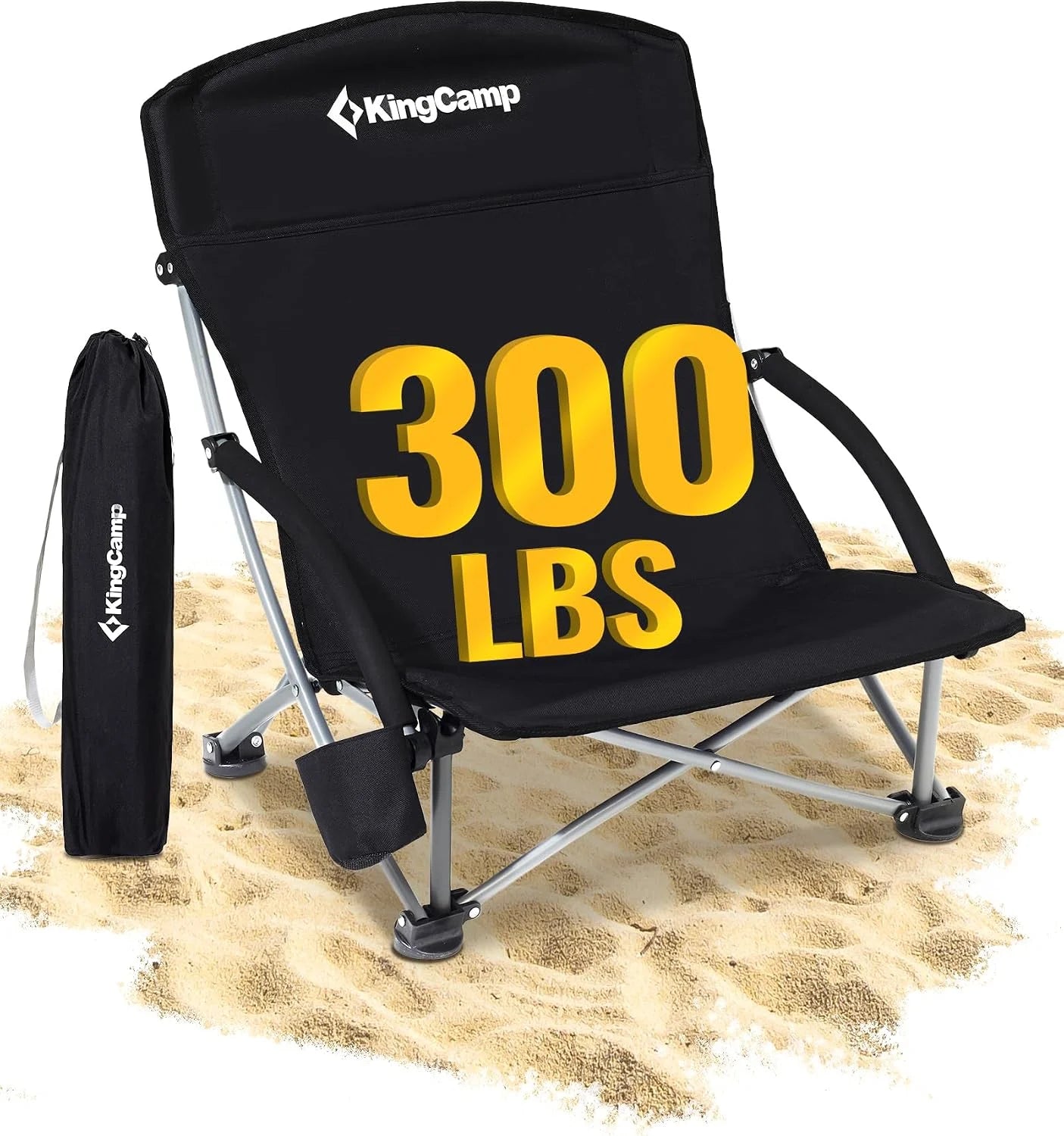 Special KingCamp Low Beach Chairs 2 Pack, Folding Portable Chair for Adults lightweight Extra Wide Ergonomic High Back Seat - Image 4