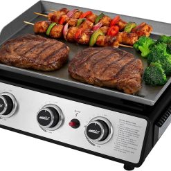 Special Royal Gourmet PD1301S Portable 3-Burner Tabletop Gas Griddle, 25, 500 BTU Cooking Power, 304 Sq. In. Cooking Surface