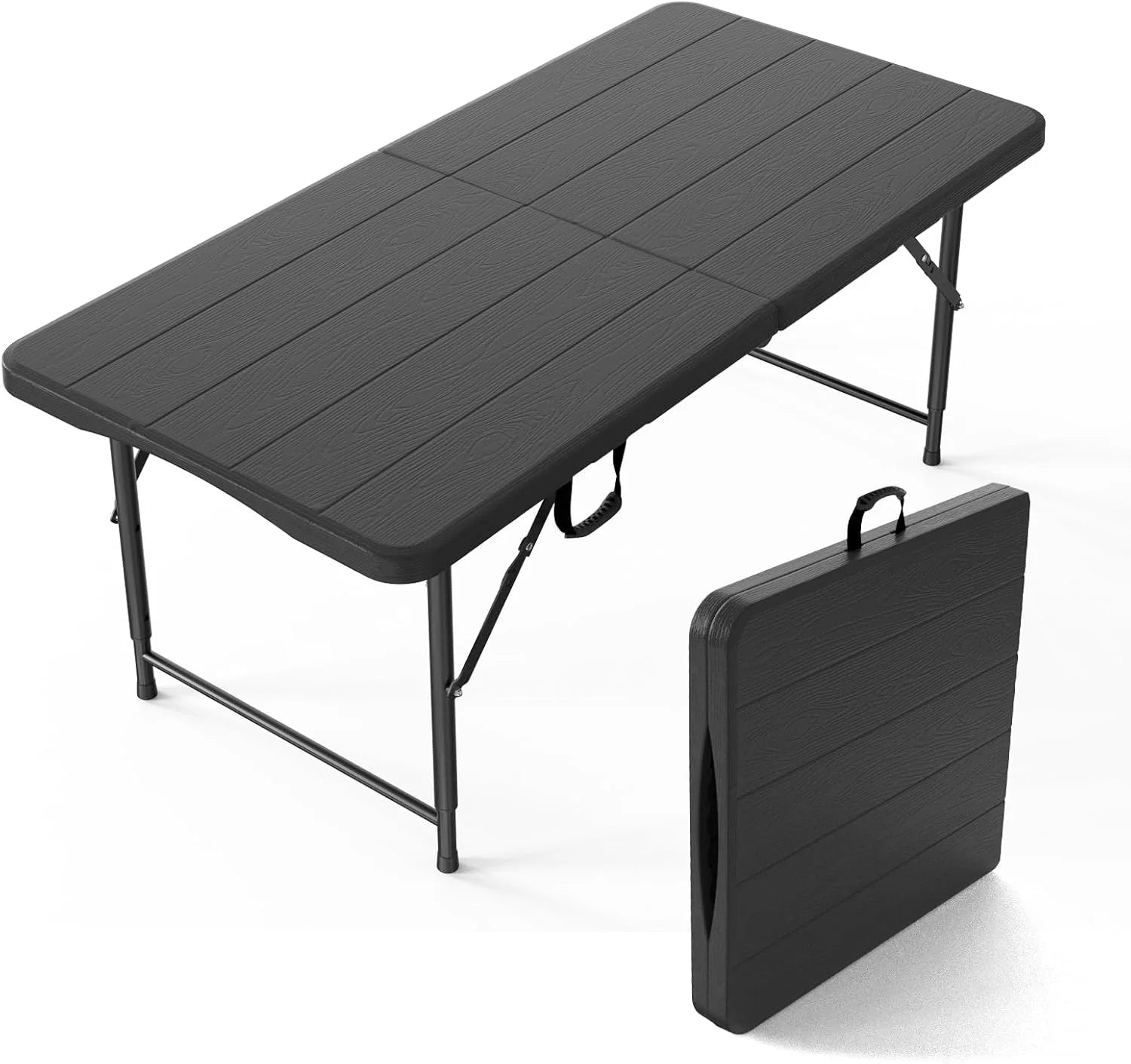 Special VINGLI 4 FT Plastic Folding Camping Table,3-Level Adjustable Height, Portable in/Outdoor Party Picnic Dining Desk - Image 2