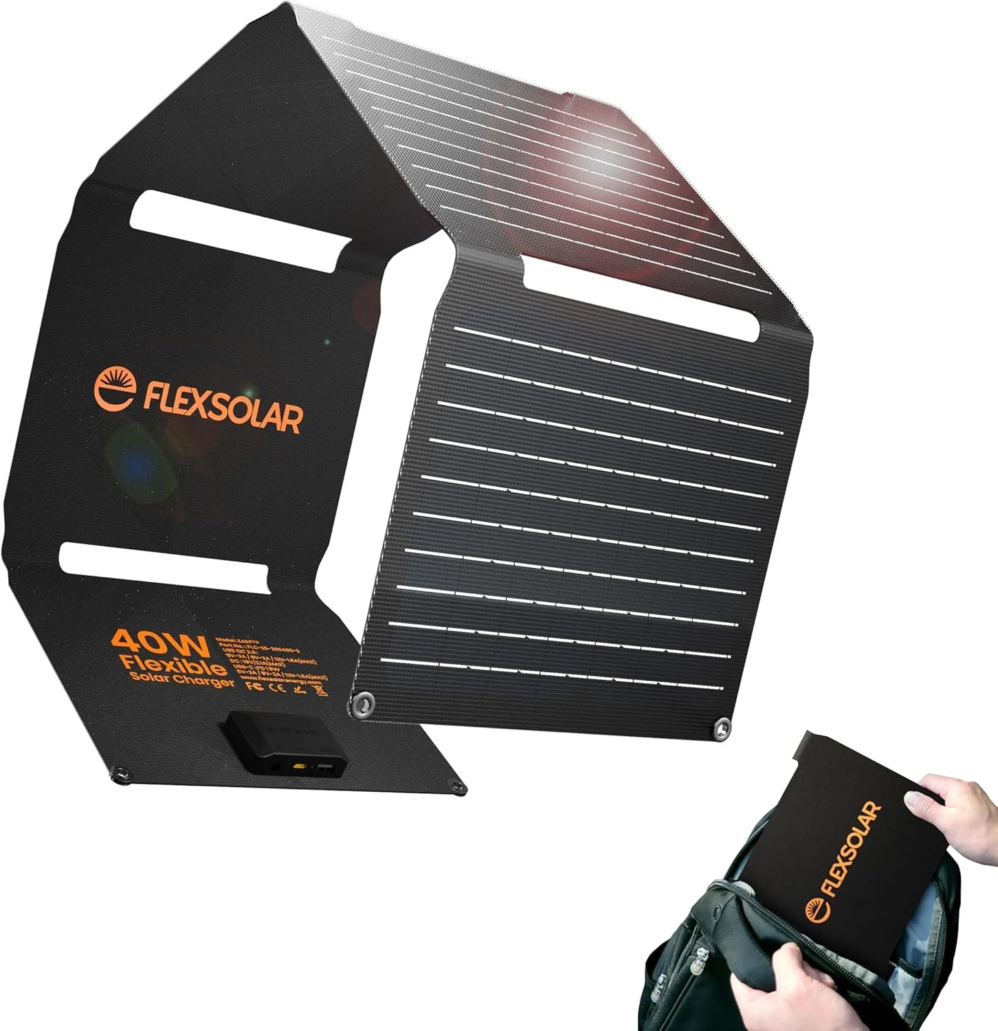 Special FlexSolar 100W Portable Solar Panels Chargers with PD3.0 USB-C, QC3.0 USB-A and DC Outputs Foldable IP67 Waterproof - Image 3