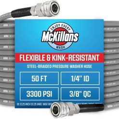 Special QC Installed Pressure Washer Hose 50 ft, Flexible & Kink-resistant, Steel-Braided & Durable- 3/8 QC