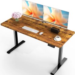 Special Veken 55 Inch Large Electric Standing Desk, Gaming Table, Height Adjustable Sit Stand Up Computer Tables for Home Office