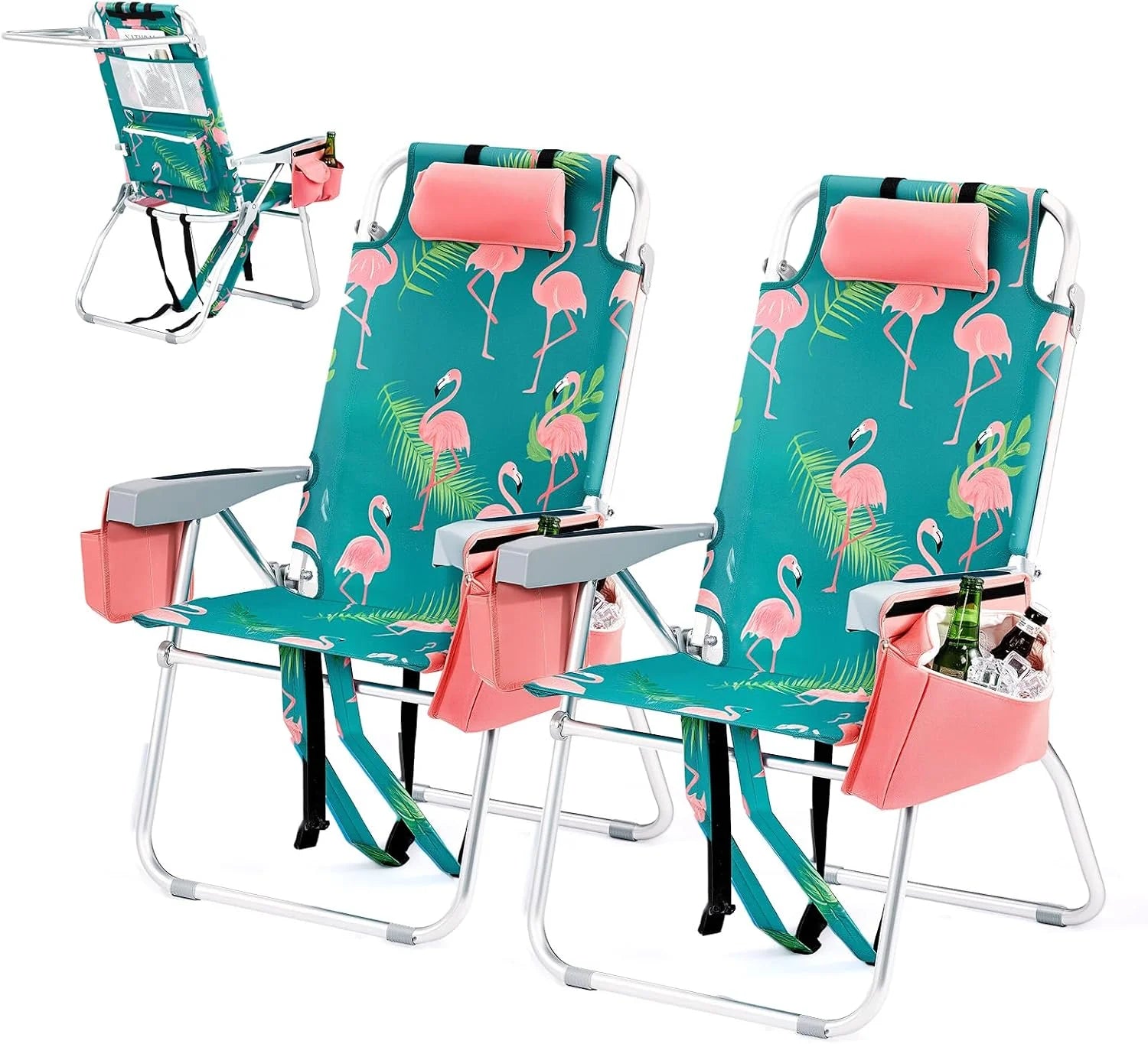 Special Tall Beach Chair 2 Pack Lightweight, Backpack Beach Chair for Adults with 5-Position, Lightweight Folding Beach - Image 4