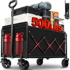 Special Wagons Carts Foldable, Collapsible Wagon, Foldable Wagon Cart with Wheels, Folding Wagons for Beach Camp Sports Garden