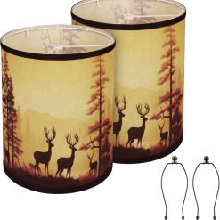 Special Rustic Deer Printed Empire Lamp Shades Set of 2