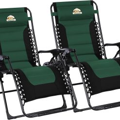 Special Oversized Padded Zero Gravity Lounge Chair, Foldable Patio Anti Gravity Reclining Chairs Folding Lawn Recliner
