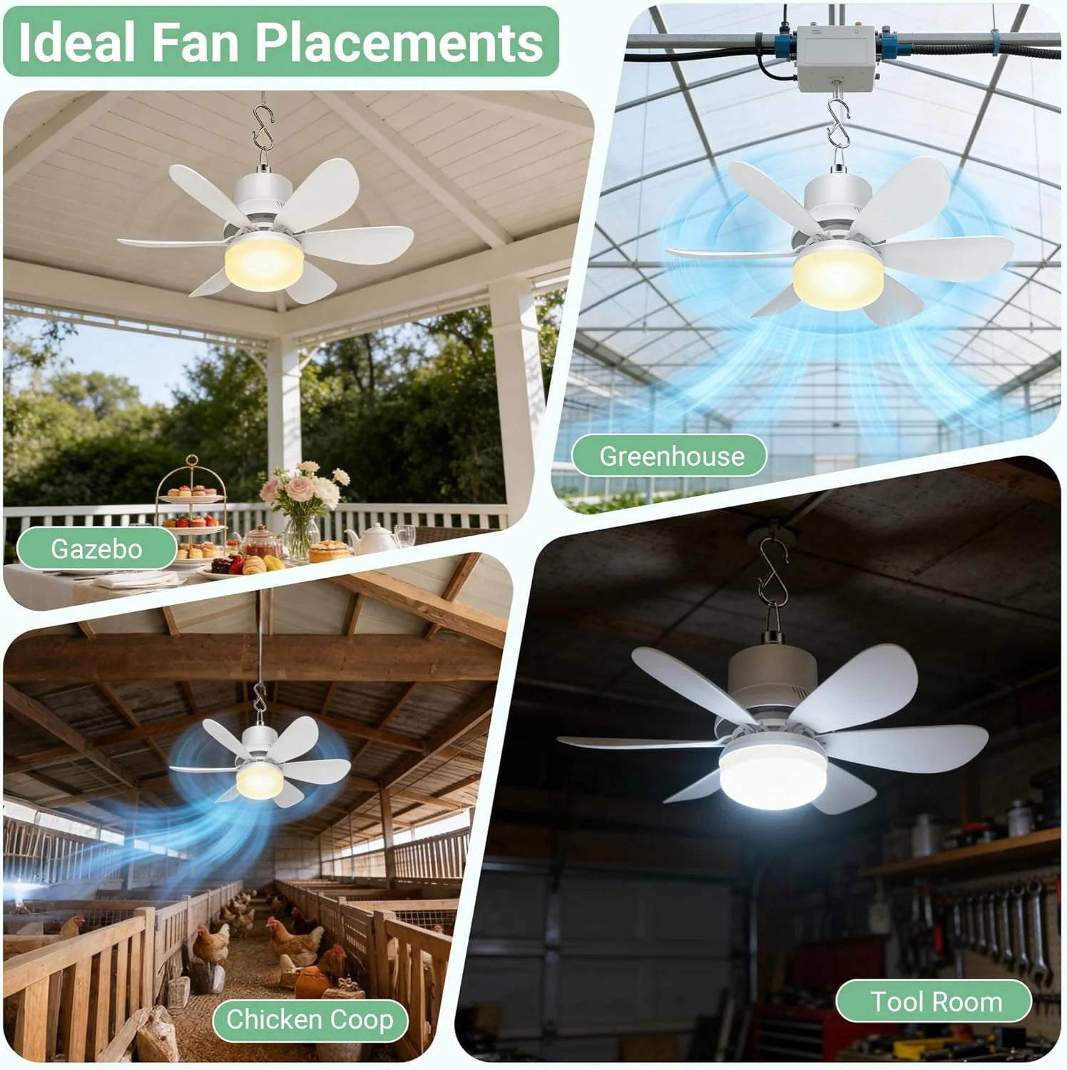 Special Fan for Gazebo with Light, 18000mAh Rechargeable Solar Powered Patio Ceiling Fan with Remote - Image 6