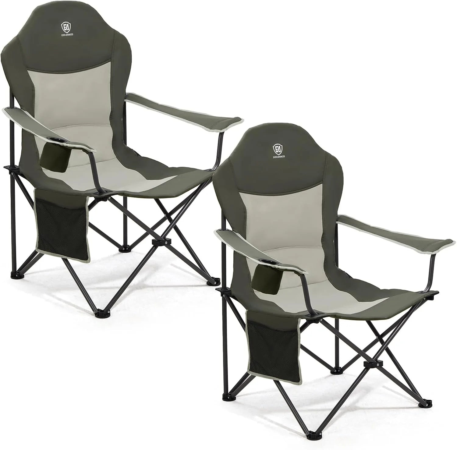 Special EVER ADVANCED Folding Camping Chair with High Back Padded 2 Pack Oversized Portable Lawn Chairs Lightweight Sturdy Steel - Image 6