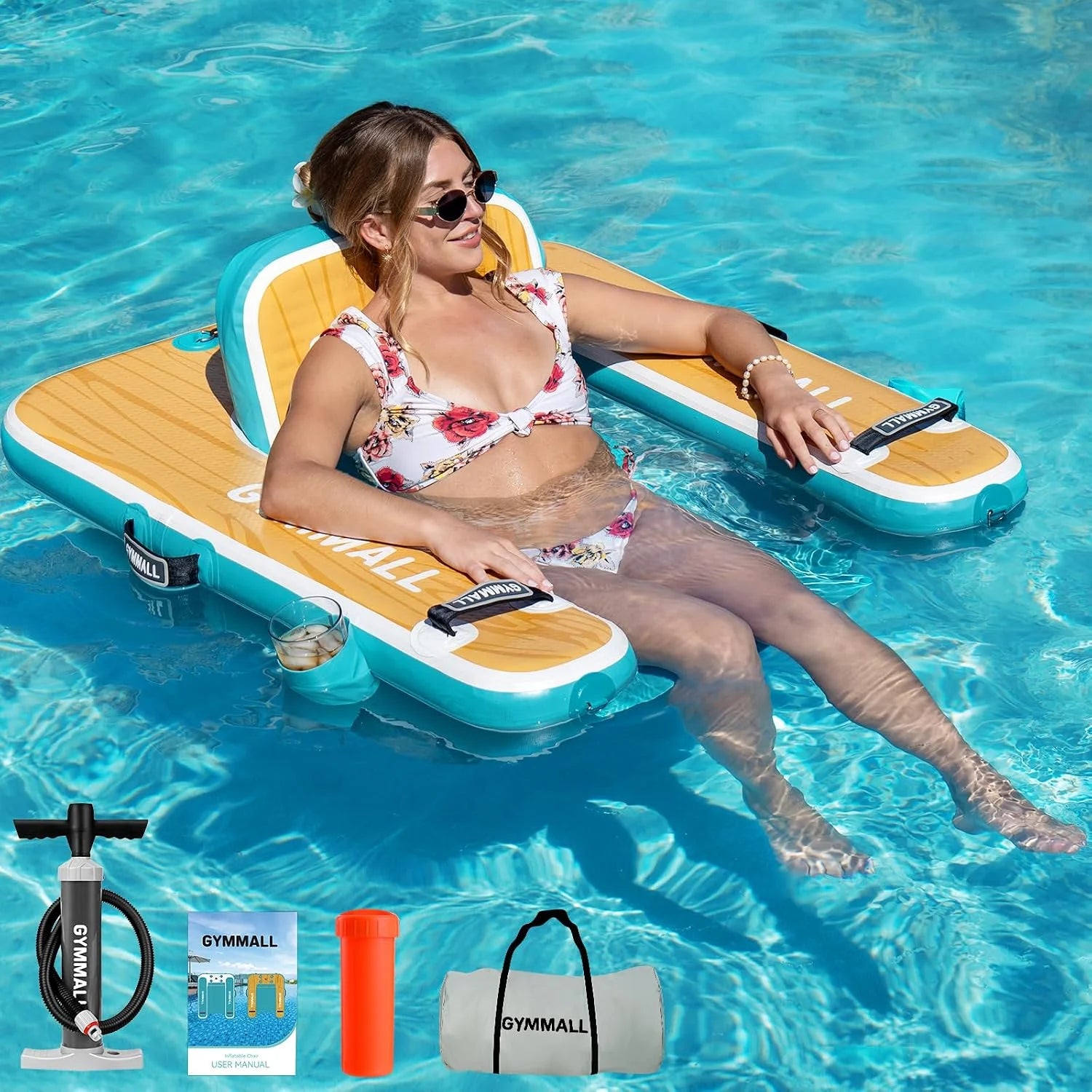 Special Inflatable Pool Lounger Float, Tanning Pool Chair Float for Adults, 53 L*43 W/ 47 Lx39 W Sunchill Floating Chair Dock - Image 2