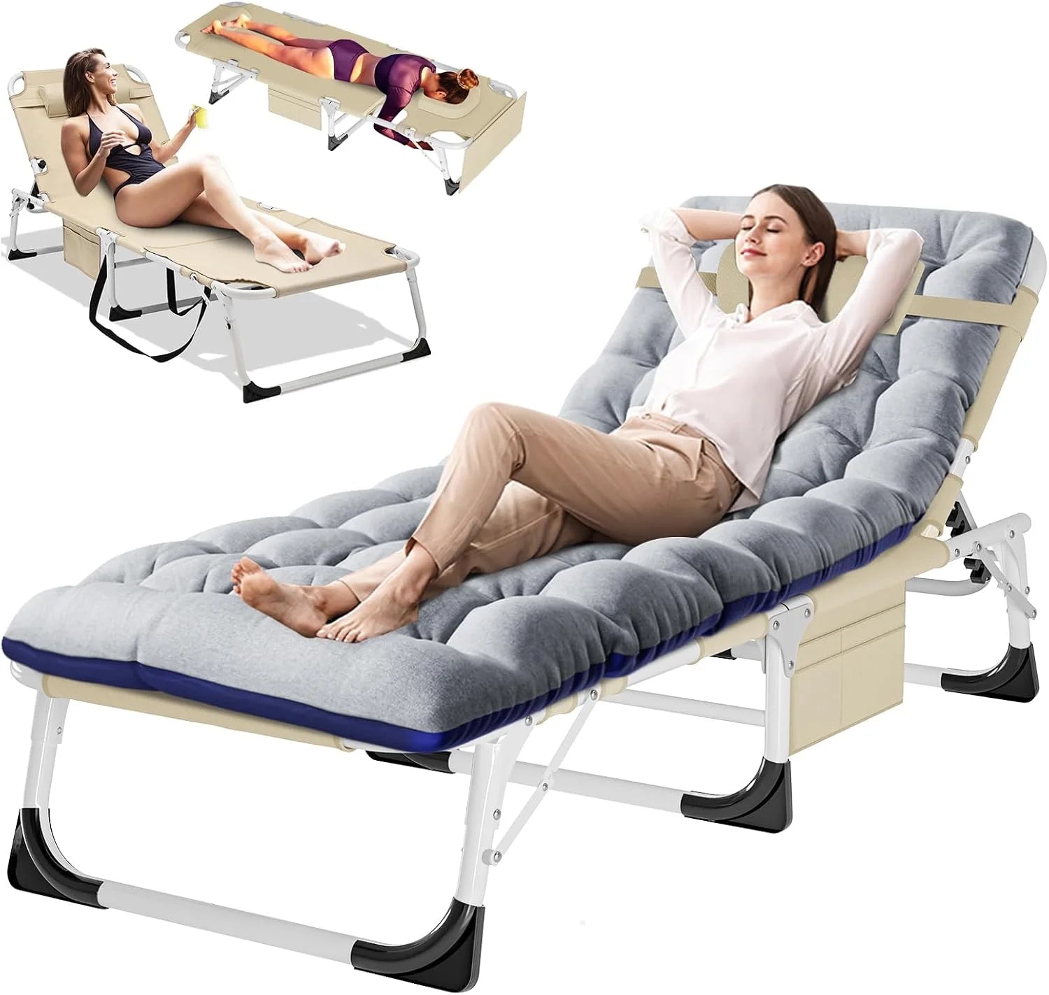 Special DoCred Heavy Duty Chaise Lounge Chair, Adjustable 5-Position Folding Chaise Lounge Chairs for Outside - Image 9