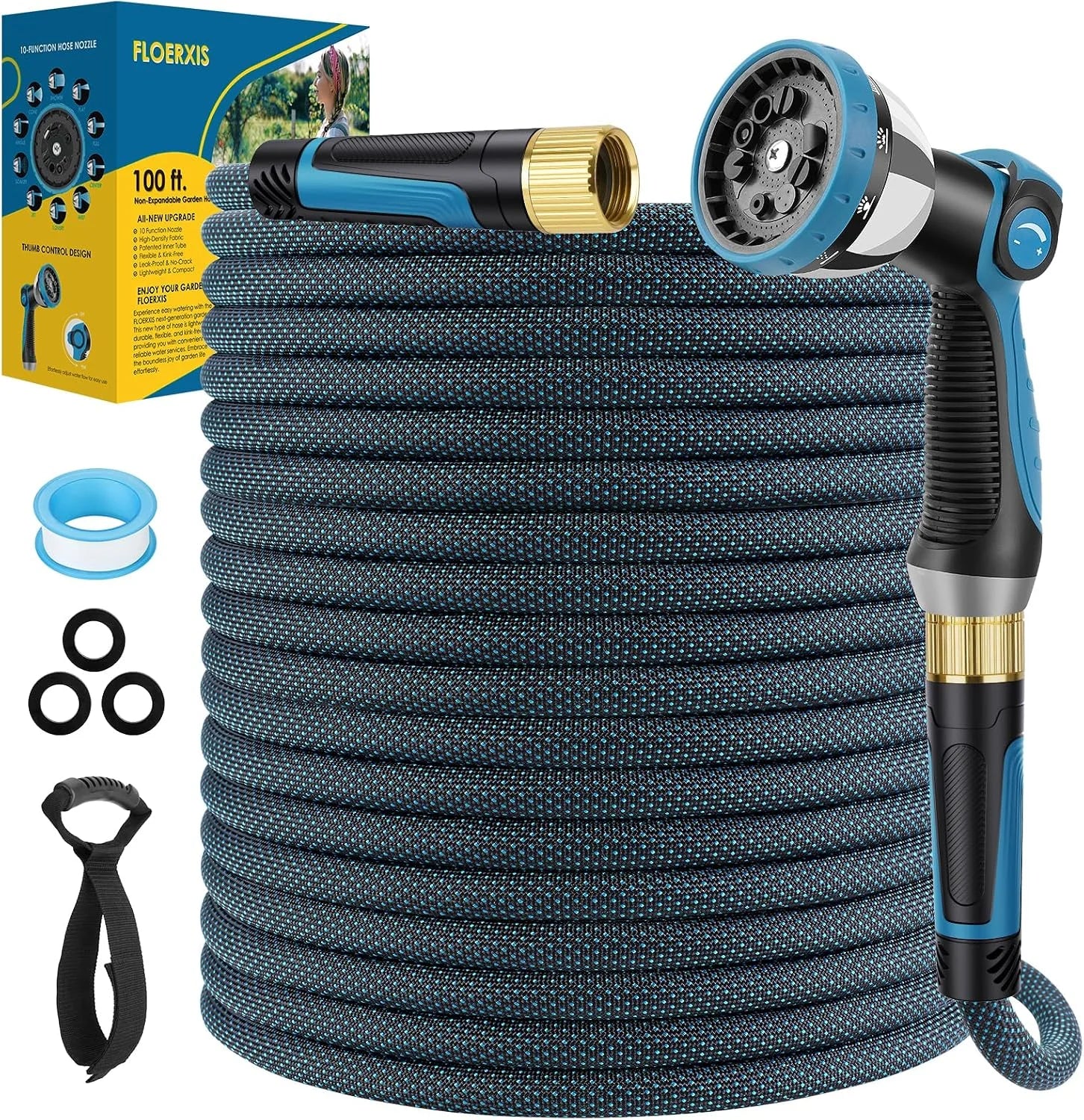 Special Non-Expandable Garden Hose 100 FT, Lightweight Hose with 10 Function Spray Nozzle, 360° Swivel Connectors - Image 11