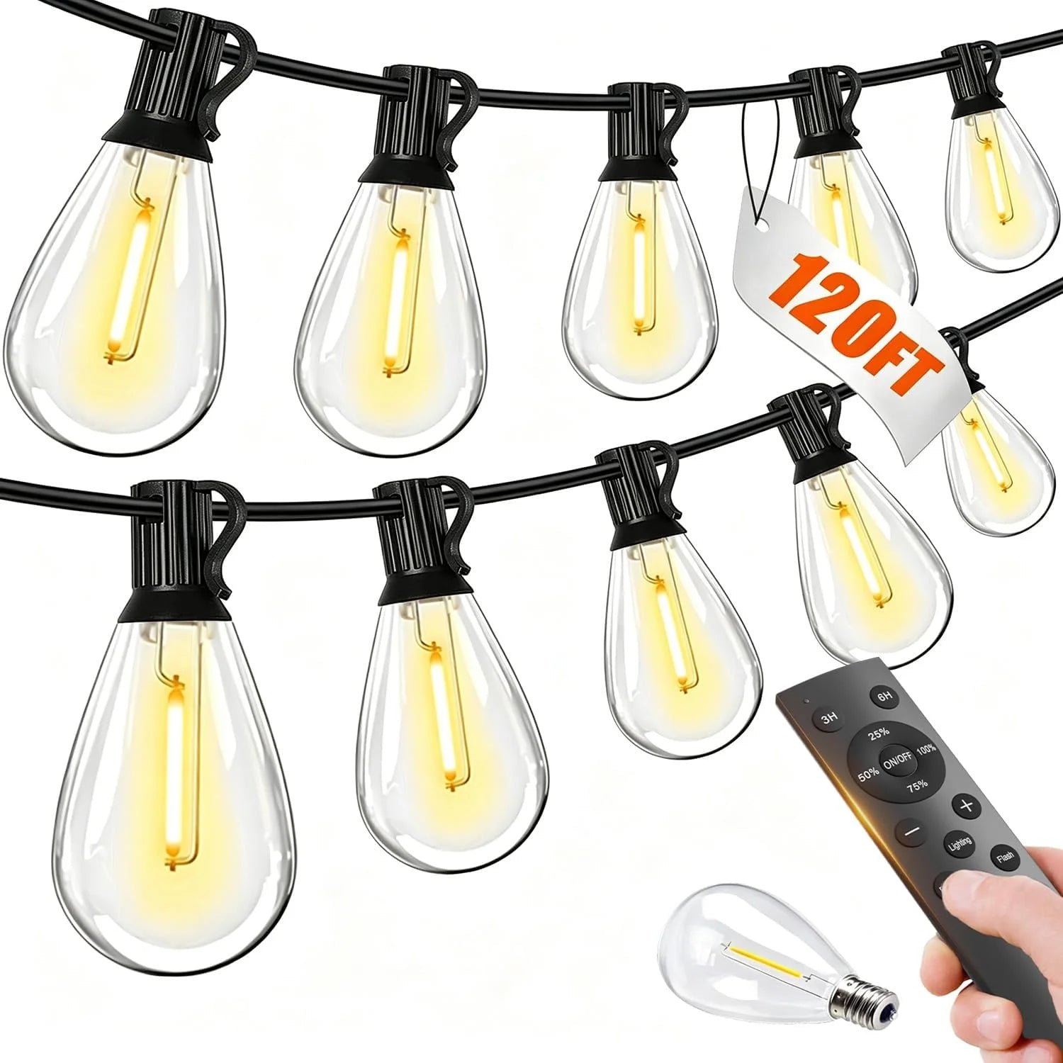 Special Tenmiro 200FT LED Outdoor String Lights with Remote, 74+2 Shatterproof Bulbs Dimmable Timing 3 Light Modes Outside Patio - Image 3